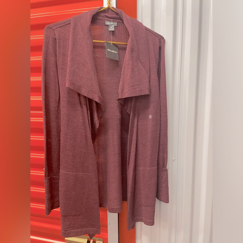 Eddie Bauer S maroon cardigan NWT